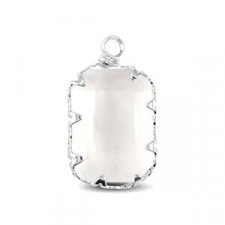 Crystal glass charm rectangle 13mm Crystal-silver